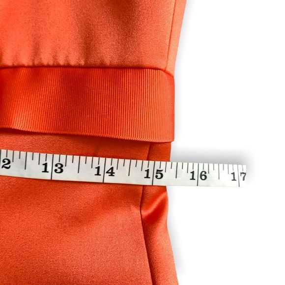 David”s Bridal Orange Satin Strapless Tea Length Prom Party Dress 6 - Picture 7 of 8